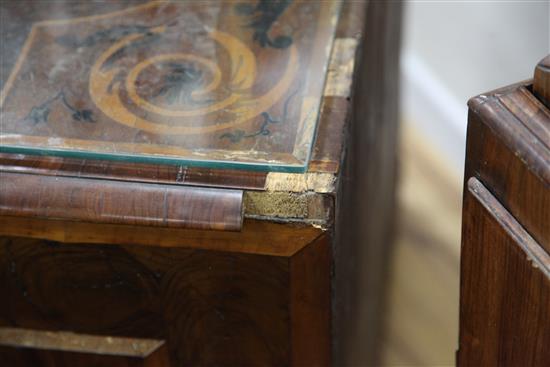 A late 17th century walnut marquetry and oyster veneered chest, W.3ft 3in. D.2ft .5in. H.2ft 9in.